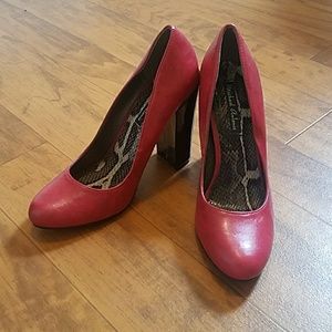 Red Block-heeled High Heels
